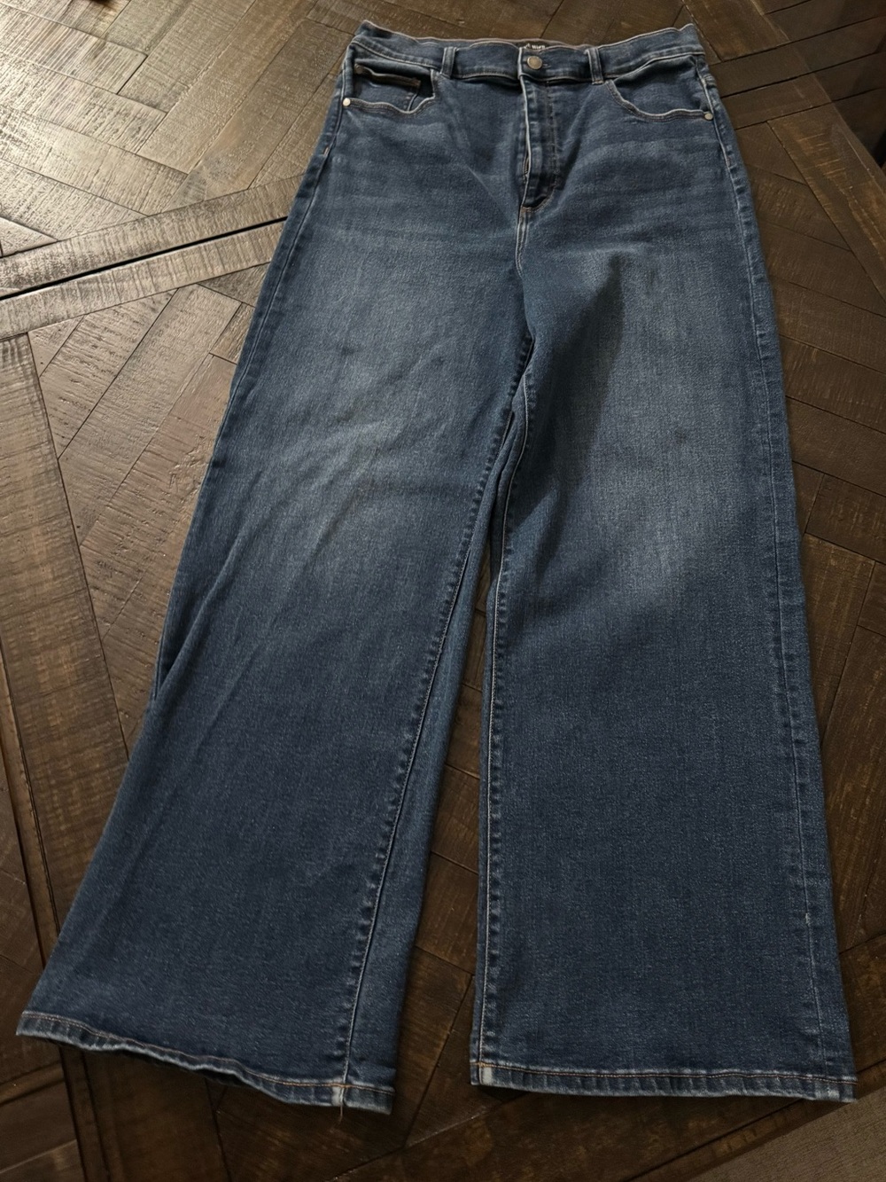 Well Worn Women's Blue Wide-Leg Denim Jeans Stretch High Rise 5-Pocket